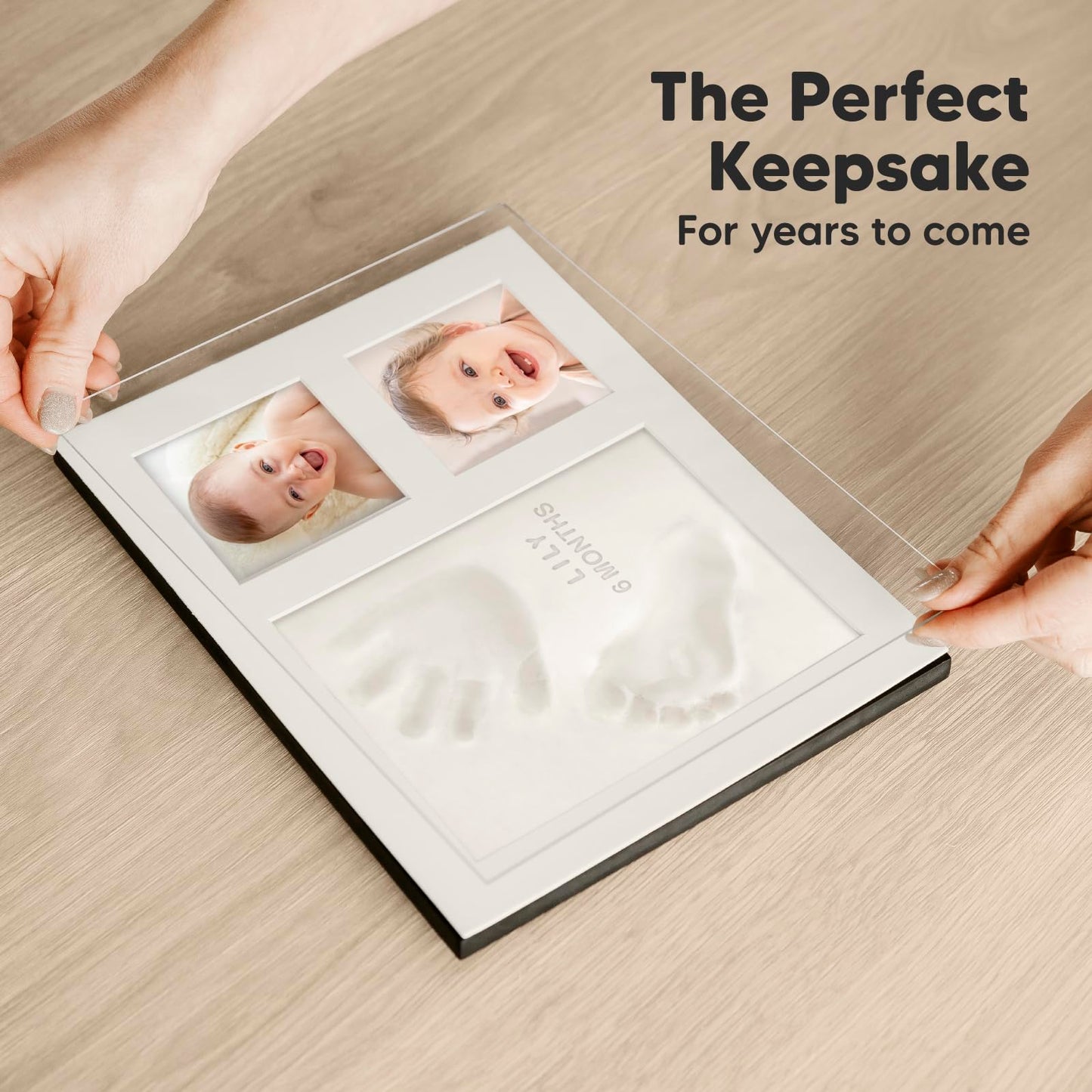 Baby Hand and Footprint Kit - Quick Dry Clay Baby Footprint Kit, Newborn Keepsake, Nursery Picture Frame for Boys, Girls, Personalized Gifts for Shower & Registry, New Mom Gift (Onyx Black)