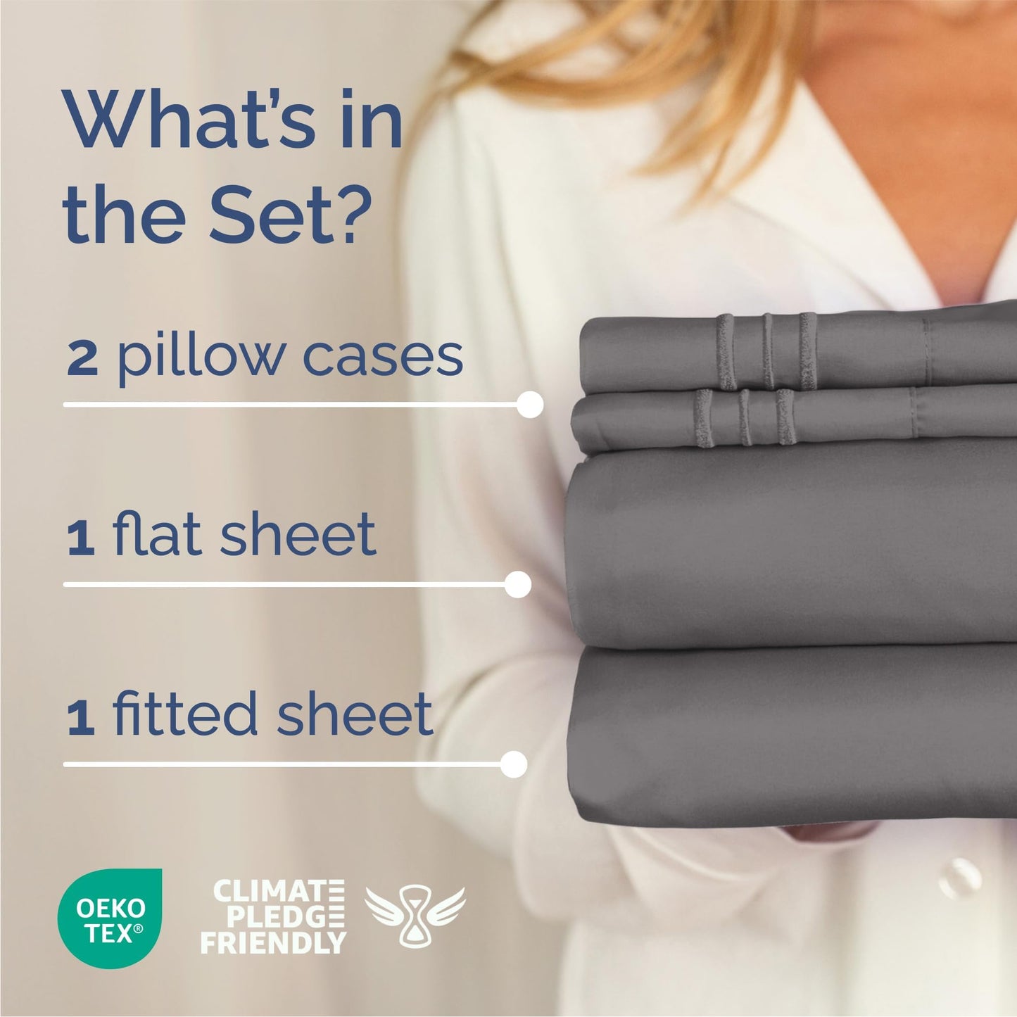 Queen Size 4 Piece Sheet Set - Comfy Breathable & Cooling Bed Sheets Set - Hotel Luxury Bedding for Women, Men, Kids, Teens, Boys & Girls - Deep Pockets, Soft and Wrinkle Free - Oeko-Tex - Dark Grey