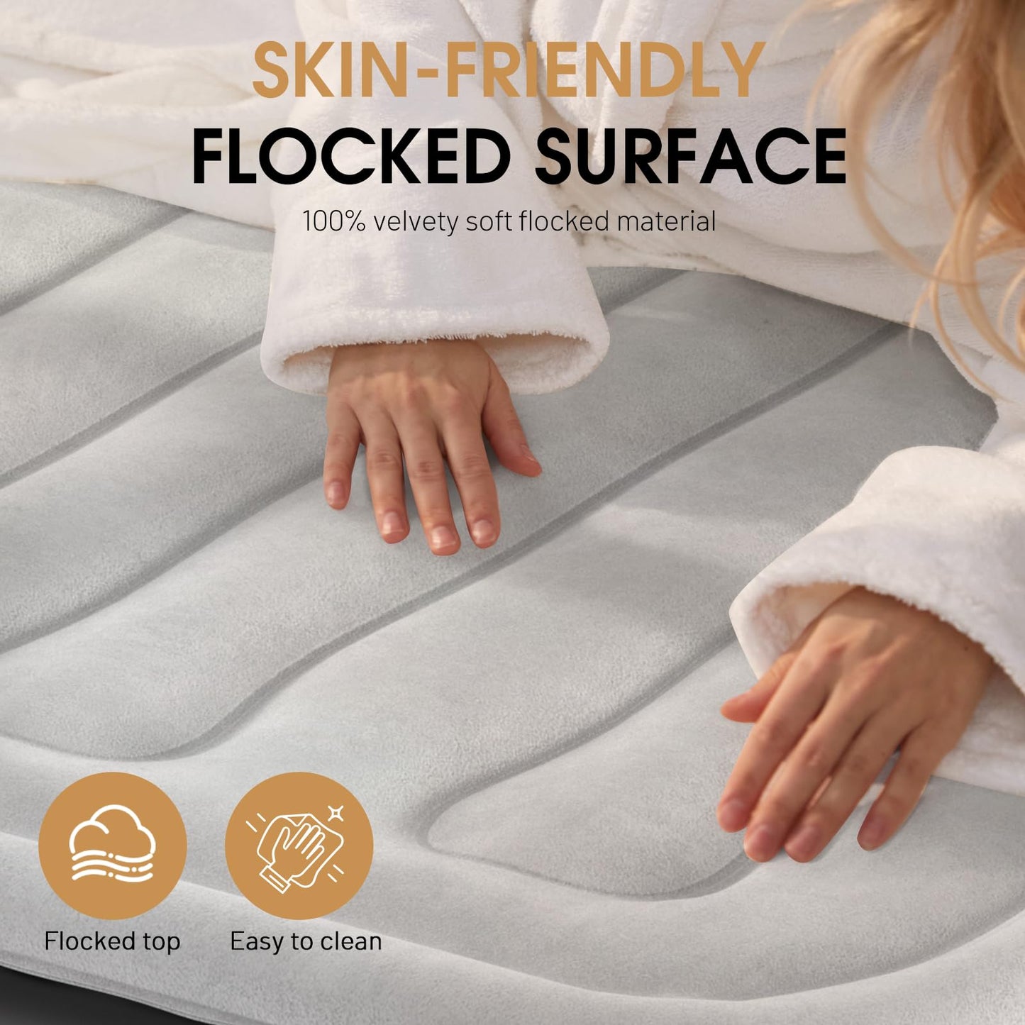 DIVON Air Mattress Full with Built in Pump,18’’High Blow Up Mattress Full with Wave Pattern,Self Inflation/Deflation Mattress in 3 Mins, Air Bed for Home&Camping,660lbs