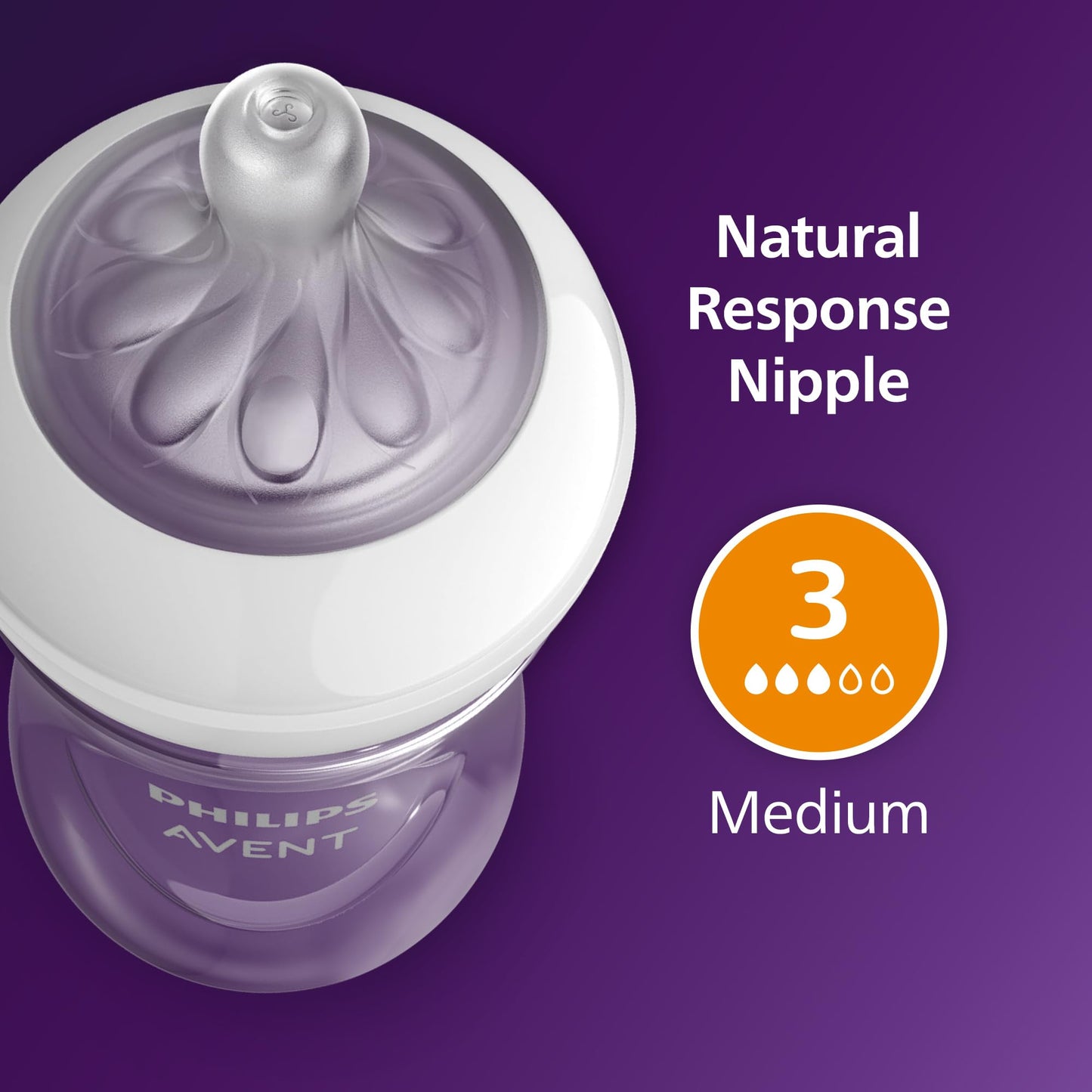 Philips Avent Natural Baby Bottles with Natural Response Nipples (Medium Flow, Flow 3), 9oz, Teal, 4-Pack, SCY903/44