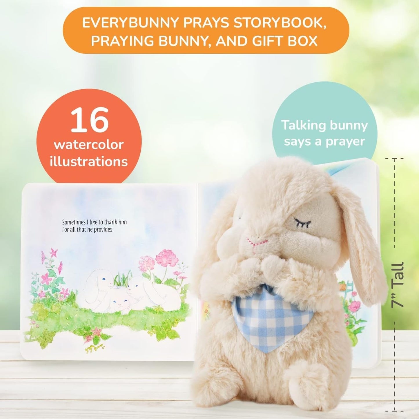 Tickle & Main Baptism Gifts for Boys Praying Musical Bunny Set - 7 in Blue Plush & Illustrated Board Book - Christening Present for Boys & Baptismal Treasures Reciting Now I Lay Me Down to Sleep