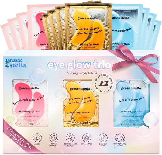 grace & stella Under Eye Patches (12 pairs) Eye Masks for Puffy Eyes and Dark Circles - Birthday Gifts for Women, Bachelorette Party Favors, Bridesmaid, Self Care and Relaxation Gifts for Her - Vegan
