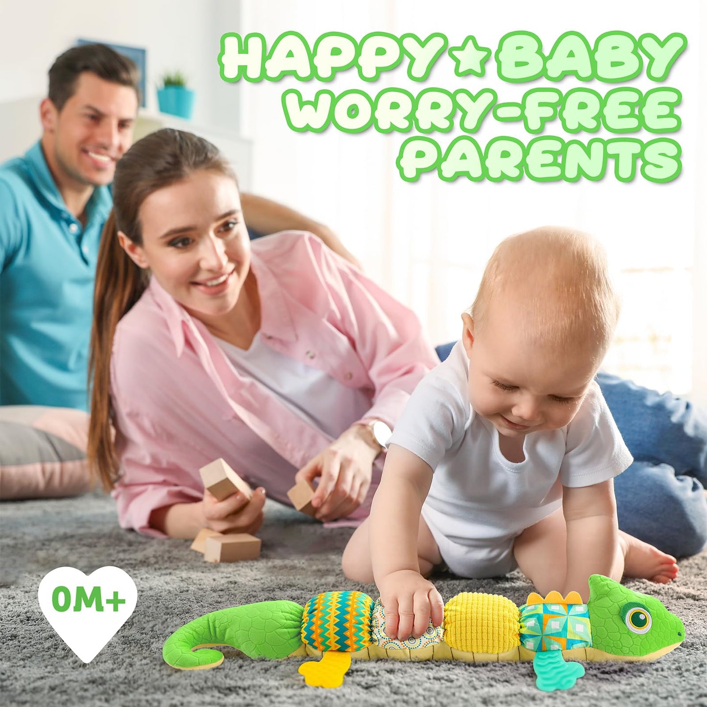 AWOTOY Baby Toys 0-6-12 Months, Musical Stuffed Animal Activity Soft Toys with Multi-Sensory Crinkle,Rattles and Textures,Infant Tummy Time Toys for Newborn Boys Girls,Dinosaur,Green