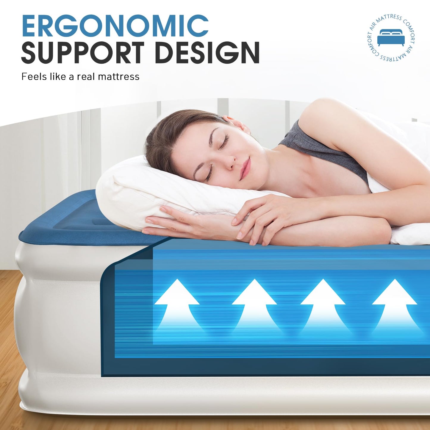 DIVON Twin Air Mattress with Built in Pump Raised,18”Single Inflatable Mattress in 2 Mins,Foldable Blow Up Mattress,Portable Twin Size Air Mattress for Camping,Travel&Floor,Air Bed for Adults,330lbs