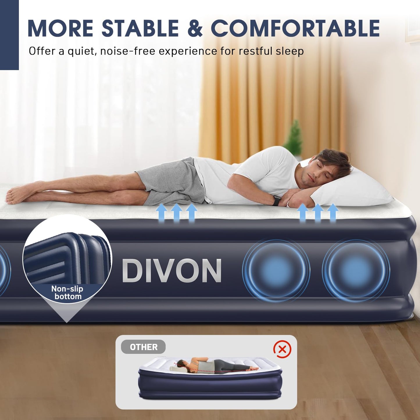 Twin Air Mattress with Built-in Pump,18''Raised Blow Up Mattress 2 Mins Self Inflation/Deflation,Upgraded Thicker Inflatable Mattress,Flocked Top Air Bed with Storage Bag for Guests,Home,Camping