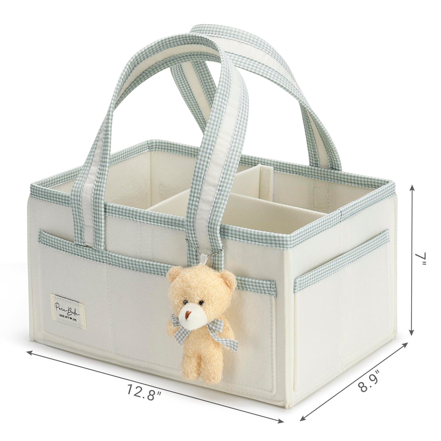 PeraBella Diaper Caddy Organizer with Handle, Baby Shower Gifts Basket Bag, Registry Search Must Haves Items, Nursery Storage Organizer for Newborn Girl Boy, Baby Bag Essentials, Car Diaper Caddy Cart