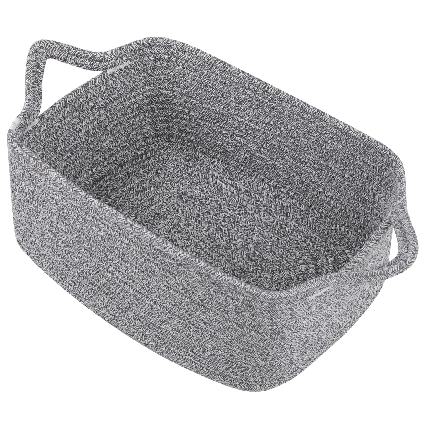 OIAHOMY Woven Basket, Gift Basket Empty with Gift Bags and Ribbons, Rope Baskets for Baby Showers, Storage Baskets with Handles for Nursery, Pet Toy Organizer - Grey
