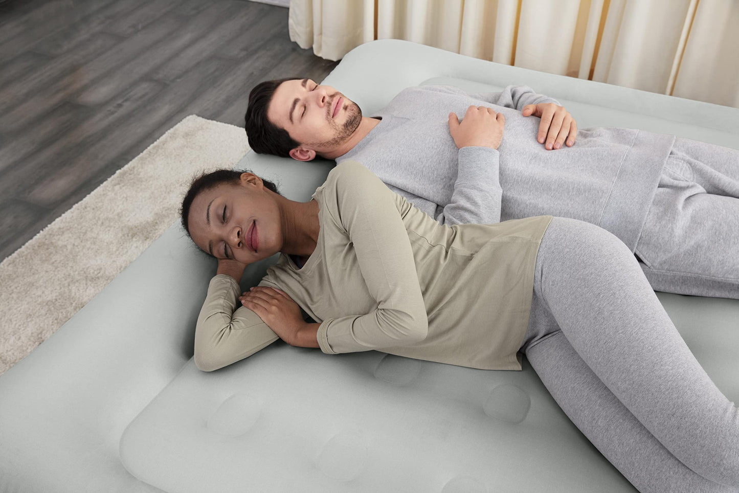 SLEEPLUX King Air Mattress Extra Durable Non-Leak Tough Guard Material 22" Raised Airbed with Built in Pump + USB Charger (80" 72"x22") Grey