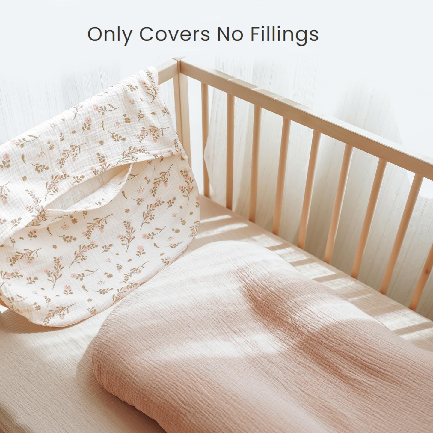 Konssy Muslin Baby Lounger Cover 2 Pack, 100% Cotton Newborn Lounger Cover, Soft and Breathable Baby Nest Slipcover for Boys Girls (Pink, Floral)