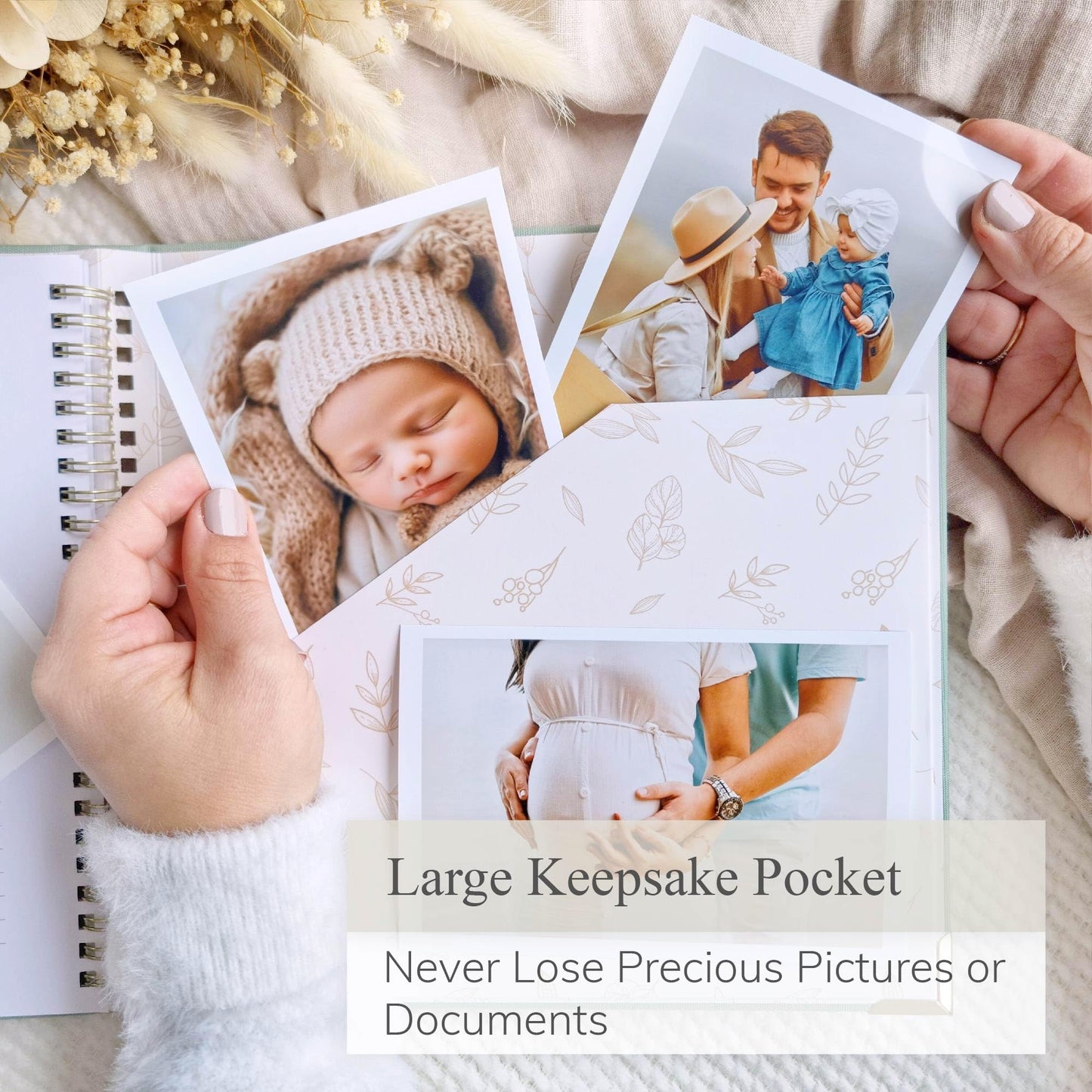Baby Book Keepsake Boy or Girl Timeless Baby Memory Book First 5 Years for Baby Shower Gender Neutral Baby Scrapbook New Mom Gift Baby Journal from Birth to Age 5 Milestone Book Sage Green