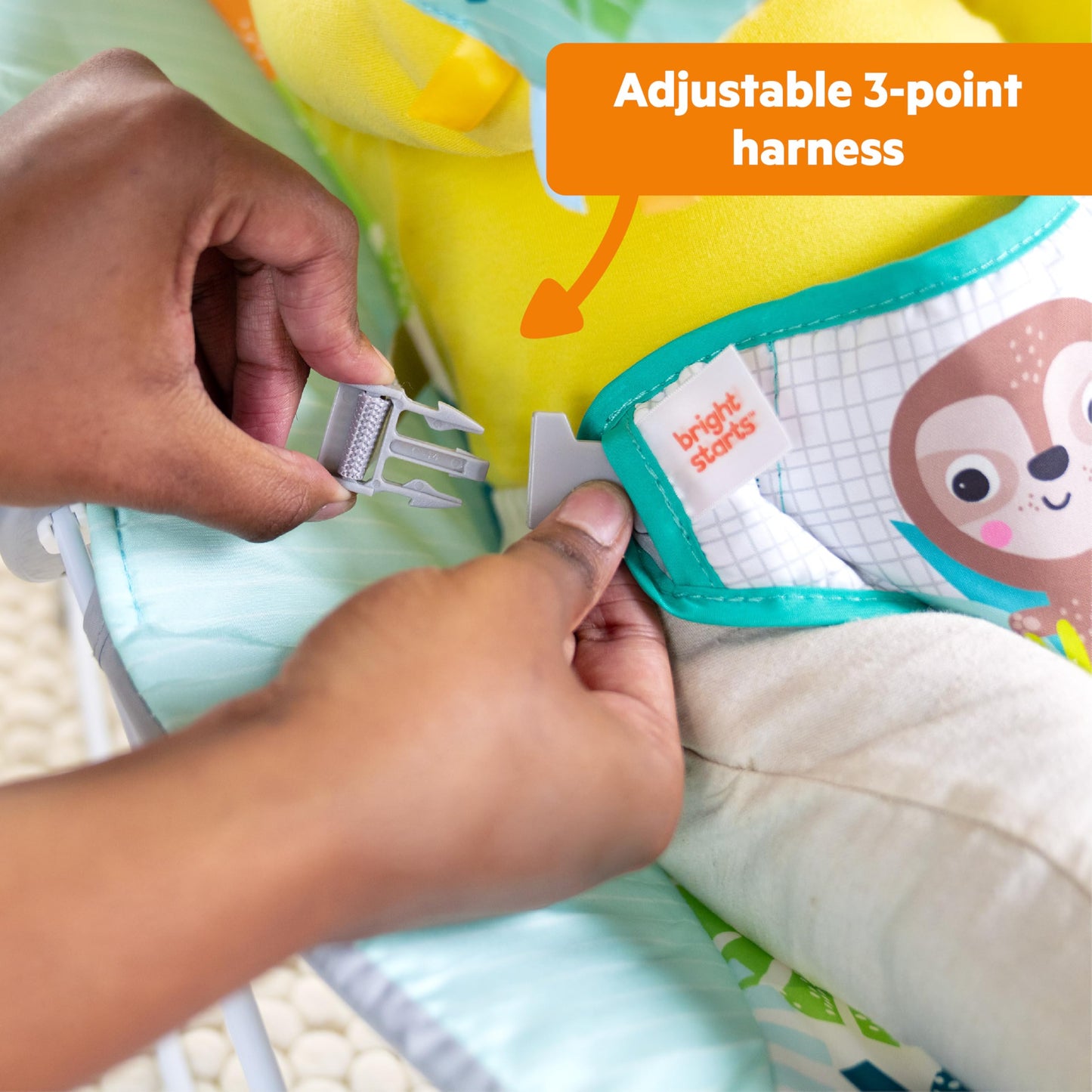 Bright Starts Wild Wonders Vibrating Baby Bouncer, Removable Toy Bar with 2 Toys, Nonslip Feet, 0-6 Months Up to 20 lbs