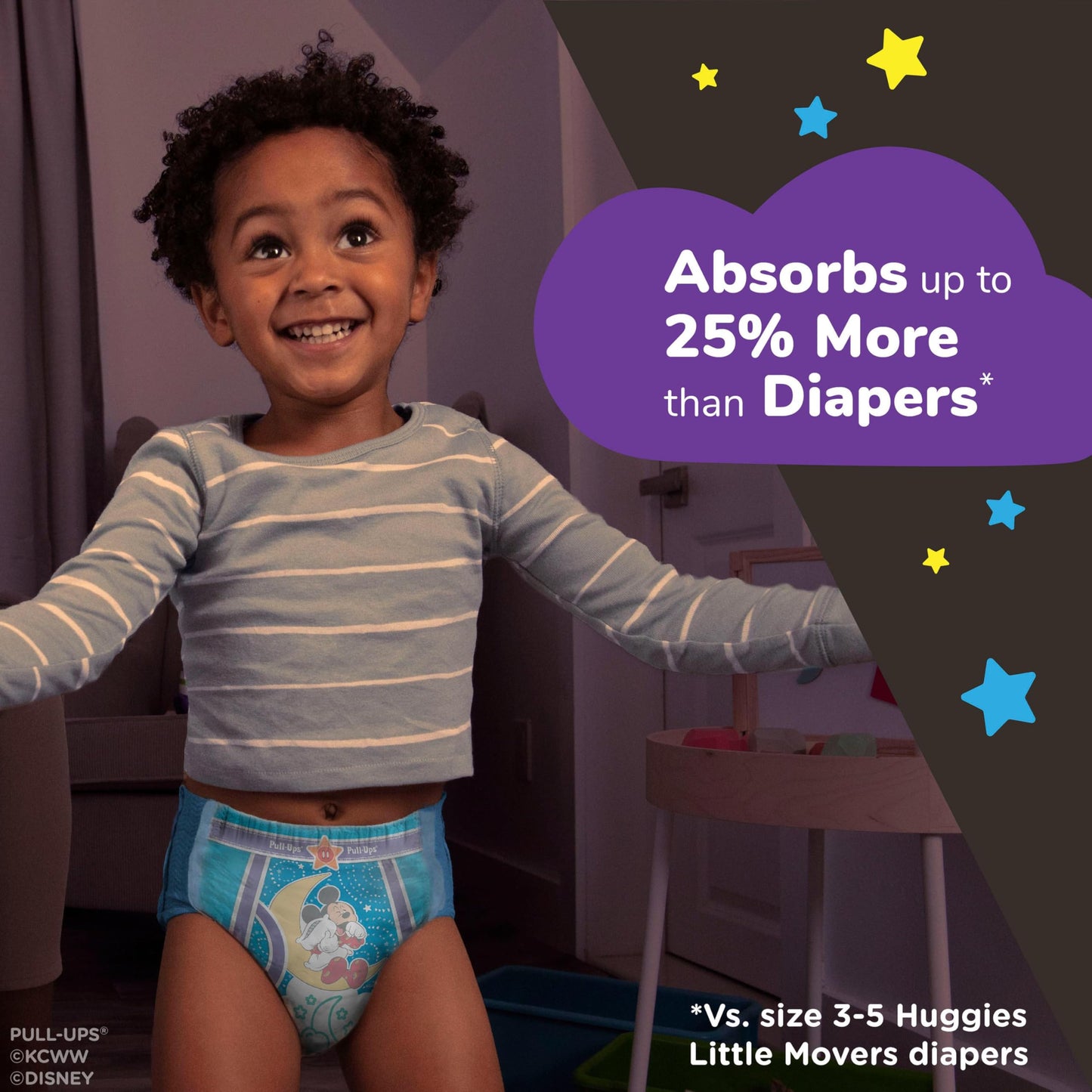 Pull-Ups Boys' Night Time Potty Training Pants, Size 3T-4T Overnight Training Underwear (32-40 lbs), 72 Ct