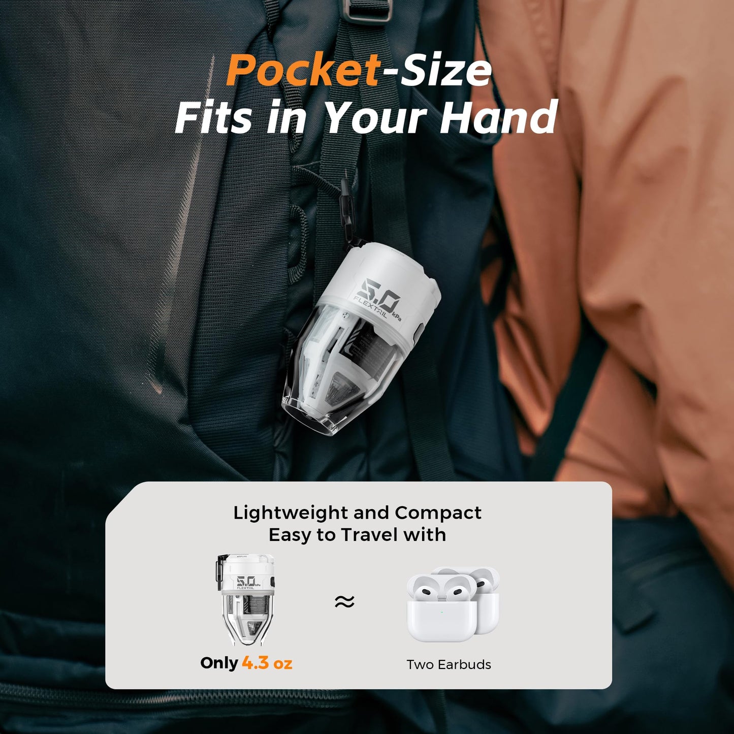 FLEXTAILGEAR Max Pump 3 Air Pump for Inflatables, 5Kpa Portable Air Pump, 500L/min Air Mattress Inflator with Camping Light, Inflatable Pillows Swim Rings Air Mattresses Air Bed Boats