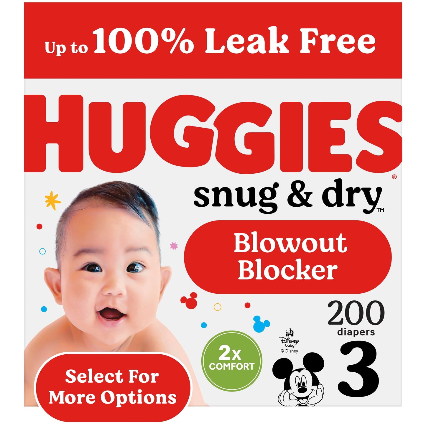 Huggies Size 3 Diapers, Snug & Dry Baby Diapers, Size 3 (16-28 lbs), 200 Count (4 Packs of 50), Packaging May Vary