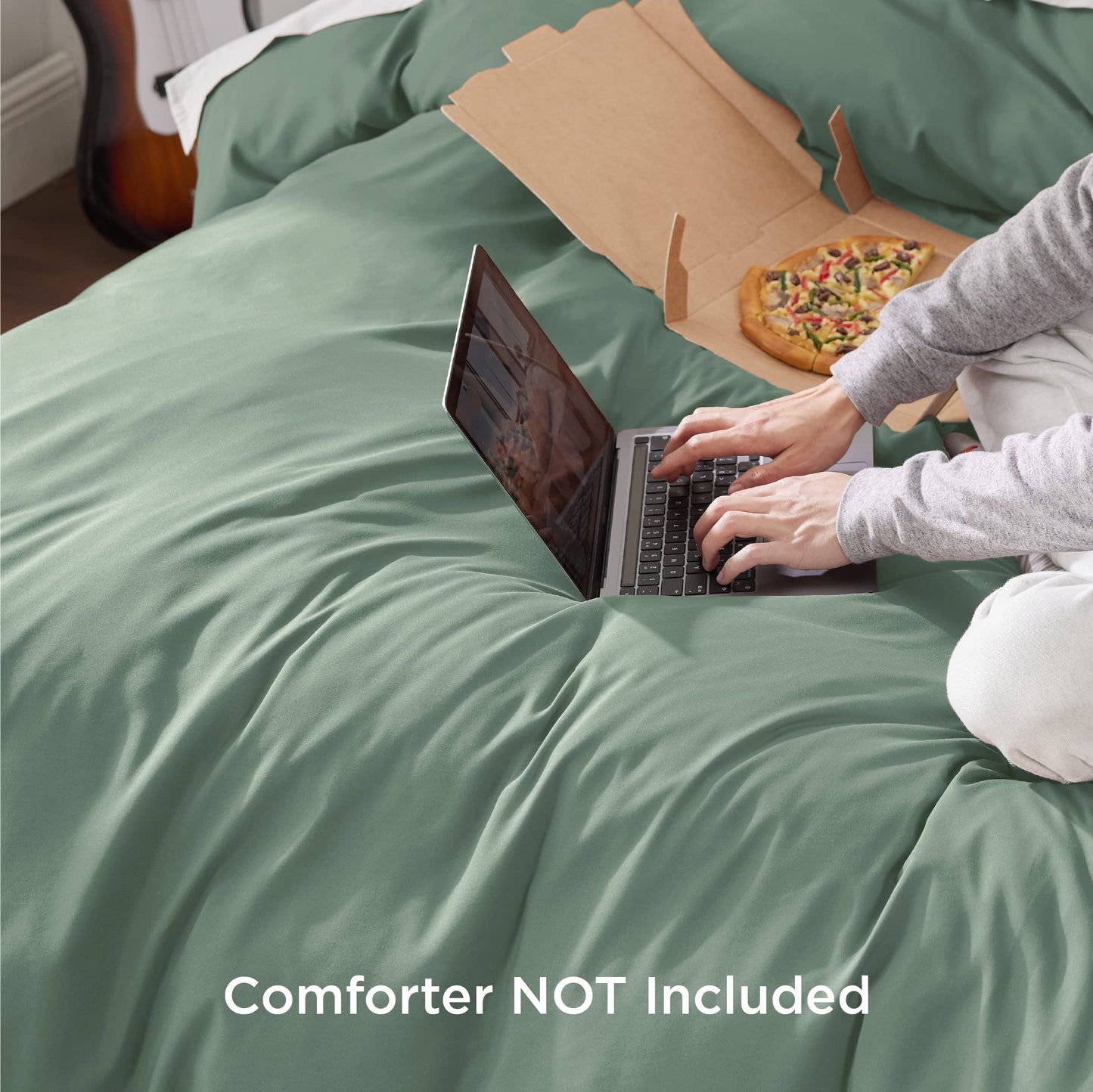 Bedsure Duvet Cover Queen Size - Soft Double Brushed Bedding Set for Kids & Adults, Zipper Closure, 3 Pieces, Includes 1 Duvet Cover (90"x90") & 2 Pillow Shams, NO Comforter, Sage Green