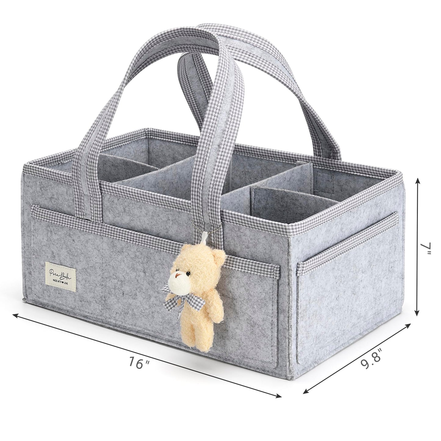PeraBella Diaper Caddy Organizer with Handle, Baby Shower Gifts Basket Bag, Registry Search Must Haves Items, Nursery Storage Organizer for Newborn Girl Boy, Baby Bag Essentials, Car Diaper Caddy Cart