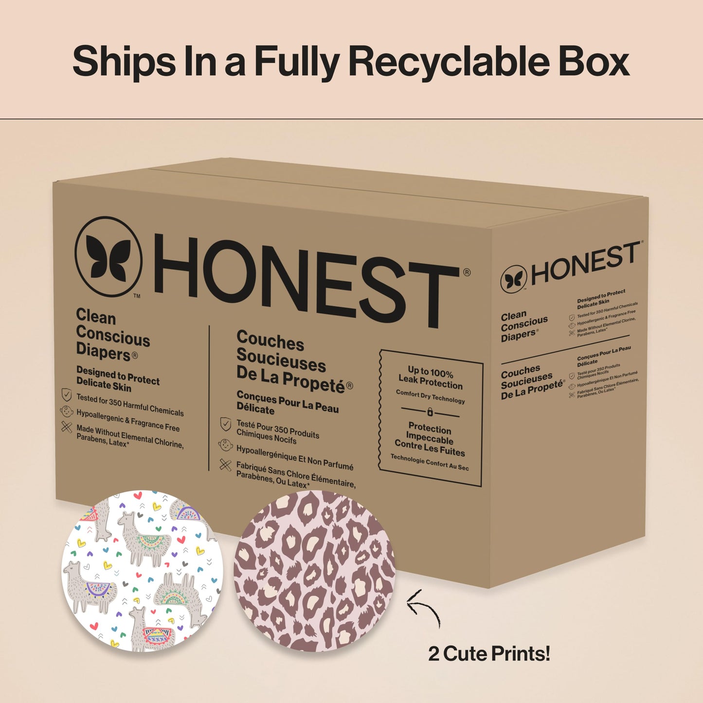 The Honest Company Clean Conscious Diapers for Delicate Skin | Up to 100% Leakproof | Hypoallergenic, Fragrance Free | Girl Prints | Super Club Box, Size 4 (22-37 lbs), 104 Count (Prints May Vary)