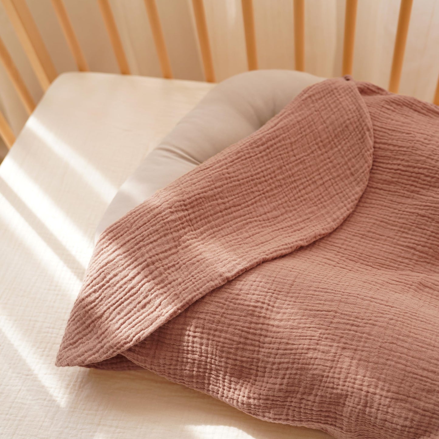 Konssy Muslin Baby Lounger Cover 2 Pack, 100% Cotton Newborn Lounger Cover, Soft and Breathable Baby Nest Slipcover for Boys Girls (Chestnut, Posy)