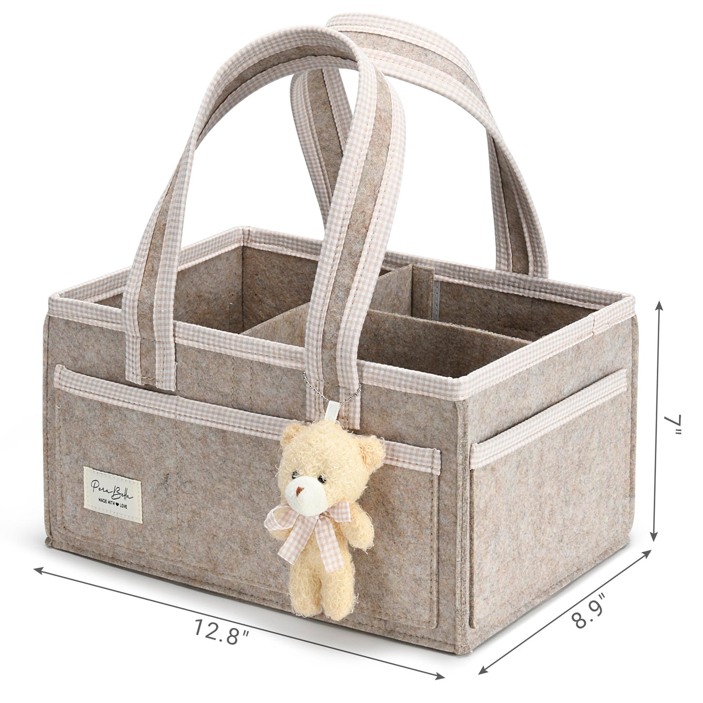 PeraBella Diaper Caddy Organizer with Handle, Baby Shower Gifts Basket Bag, Registry Search Must Haves Items, Nursery Storage Organizer for Newborn Girl Boy, Baby Bag Essentials, Car Diaper Caddy Cart