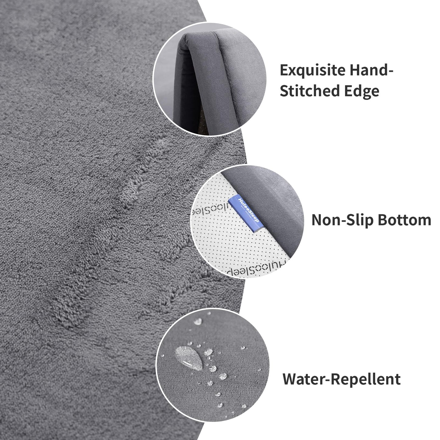 Huloo Sleep Ultra Soft Baby Play Mat for Floor,1.3" Thick Elasti-Foam 50x50 Playpen Mat for Toddlers Infant kids,Water-Repellent Coral Velvet for Tummy Time,Non-Slip Backing Safe for Crawling,Tatami Style (Dark Grey)