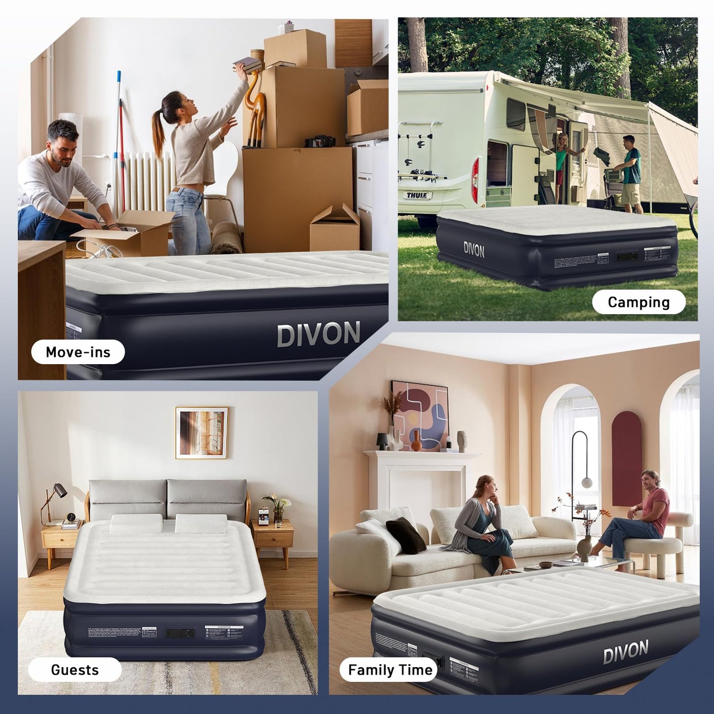 Air Mattress Full with Built in Pump,18''Raised Blow Up Mattress 2 Mins Self-Inflation/Deflation,Upgraded Thicker Inflatable Mattress,Air Bed with Storage Bag for Guests,Home,Camping,660 lbs Max