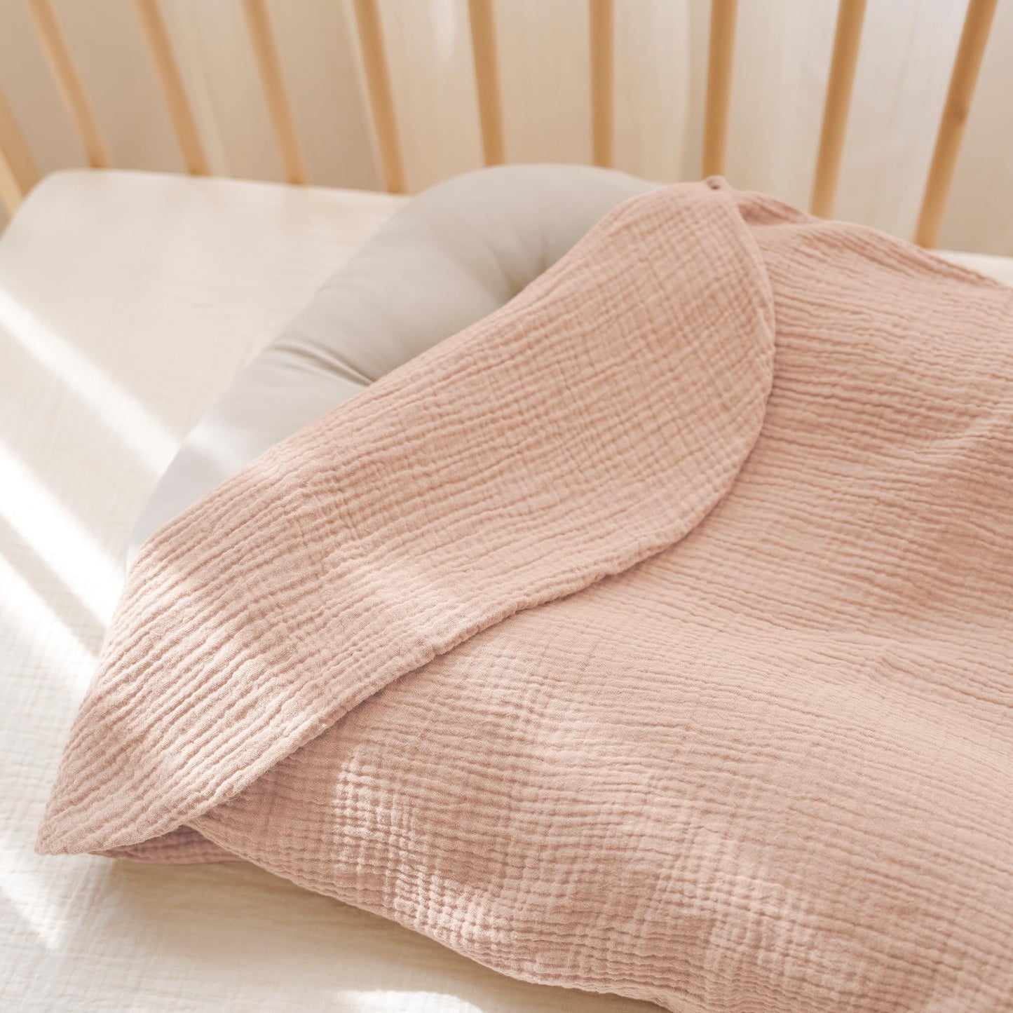 Konssy Muslin Baby Lounger Cover 2 Pack, 100% Cotton Newborn Lounger Cover, Soft and Breathable Baby Nest Slipcover for Boys Girls (Pink, Floral)