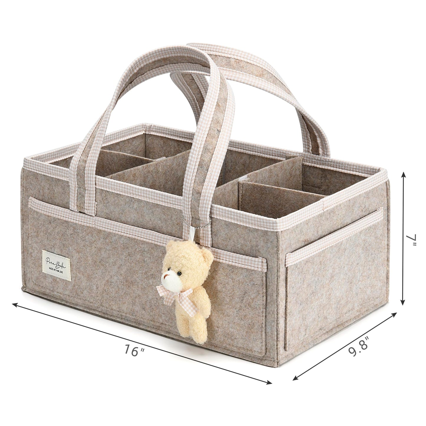 PeraBella XL Diaper Caddy Organizer With Handle, Baby Shower Gifts Basket Bag, Registry Search Must Haves Items, Newborn Girl Boy Nursery Storage Organizer, Baby Bag Essentials, Car Diaper Caddy Cart
