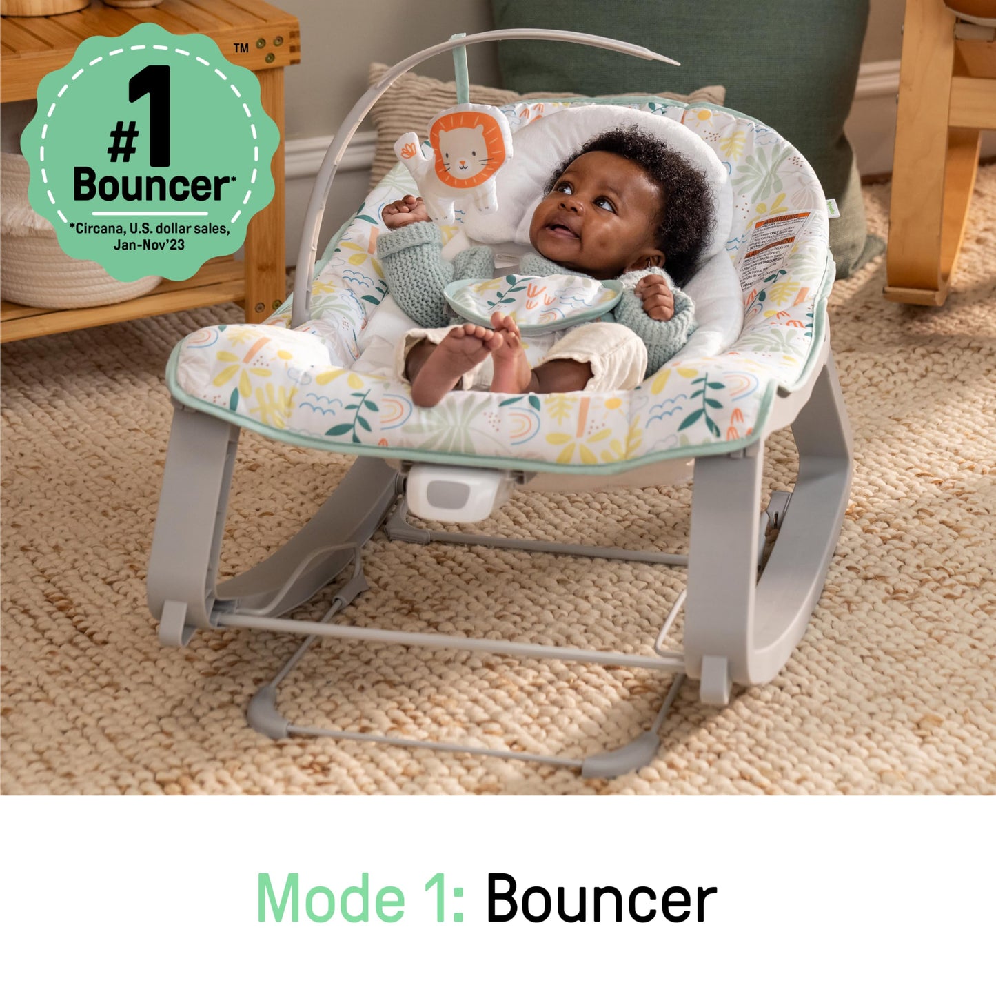 Ingenuity Keep Cozy 3-in-1 Grow with Me Vibrating Baby Bouncer Seat & Infant to Toddler Rocker, Vibrations & Toy Bar, 0-30 Months Up to 40 lbs (Madi)