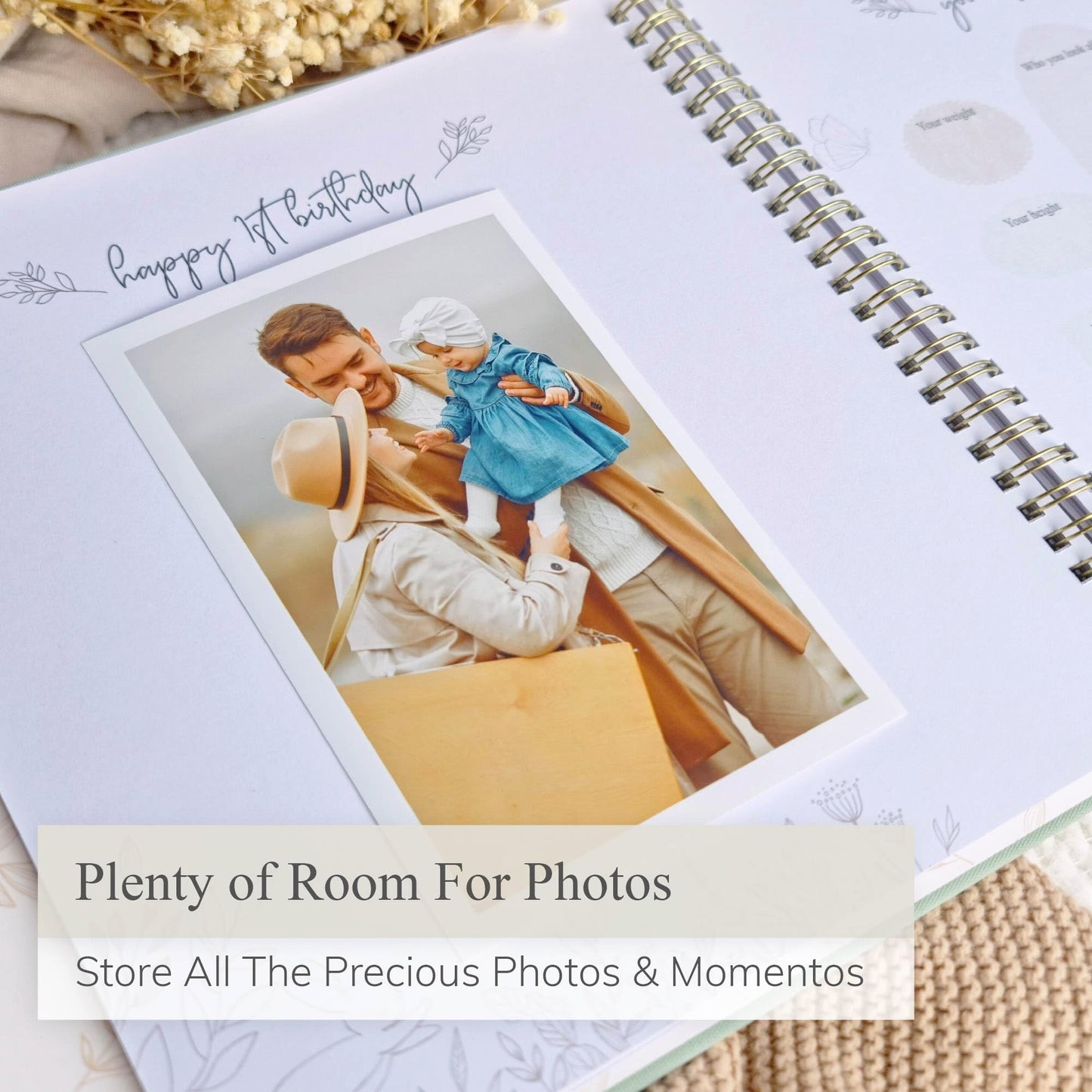 Baby Book Keepsake Boy or Girl Timeless Baby Memory Book First 5 Years for Baby Shower Gender Neutral Baby Scrapbook New Mom Gift Baby Journal from Birth to Age 5 Milestone Book Sage Green