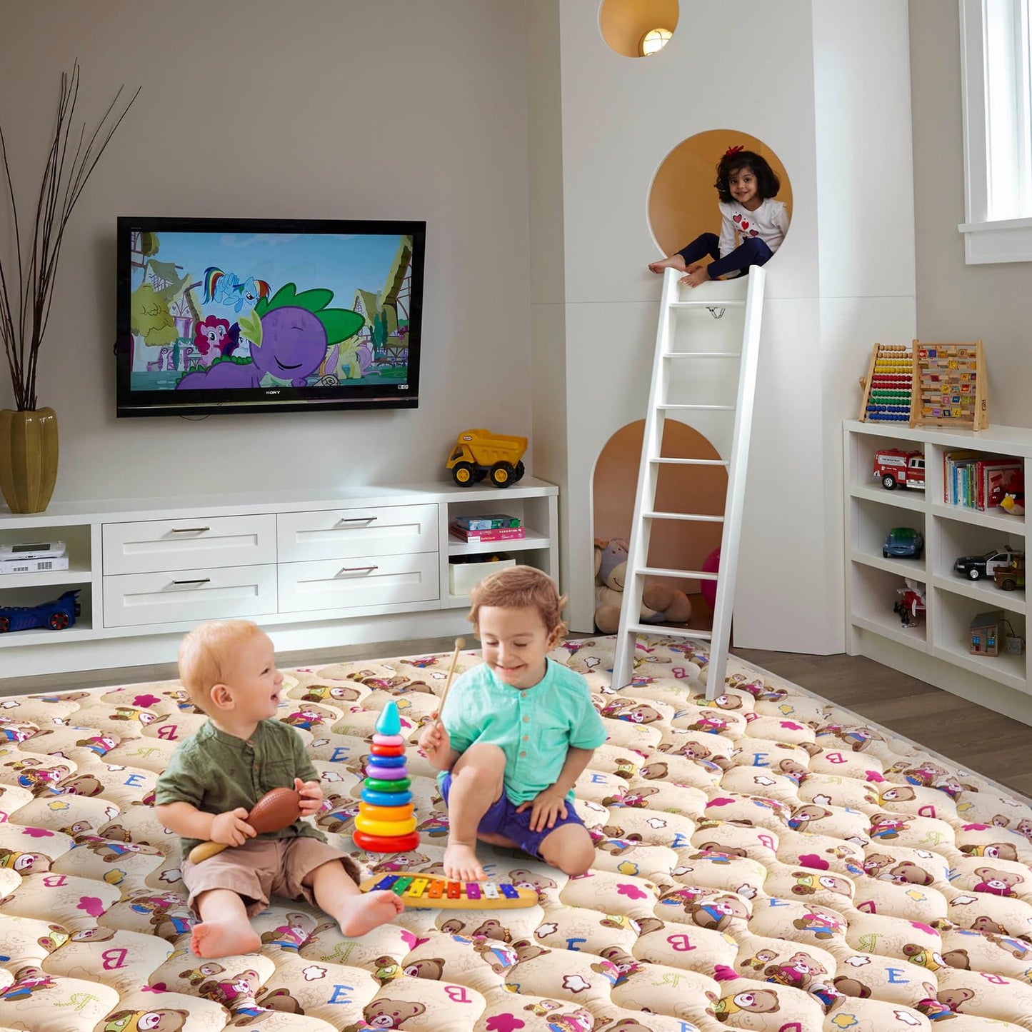 Baby Play Mat - 71" X 59",Premium Thicker Foam One-Piece Crawling Mat, Machine Washable, Extra Large Anti-Slip Activity Playmat for Babies, Toddlers & Infants