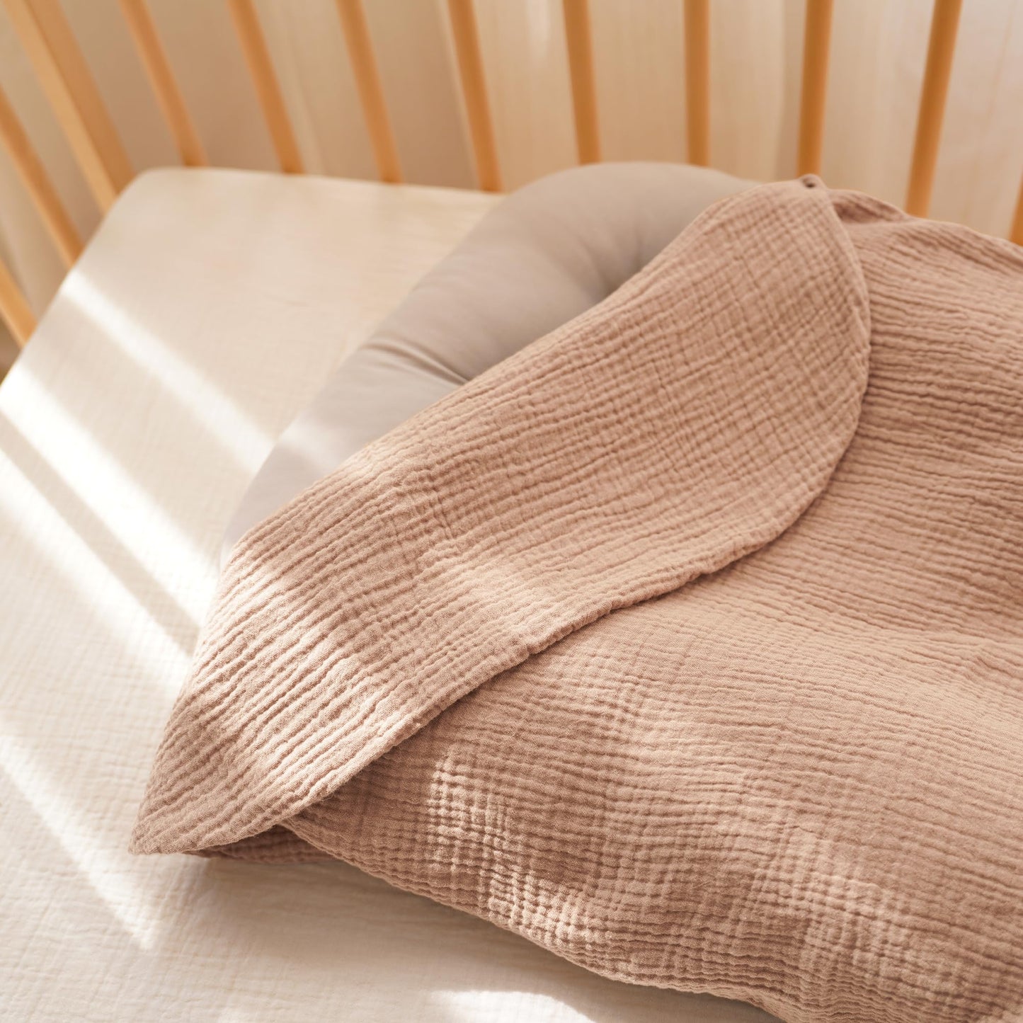 Konssy Muslin Baby Lounger Cover 2 Pack, 100% Cotton Newborn Lounger Cover, Soft and Breathable Baby Nest Slipcover for Boys Girls (Peach, Flowers)