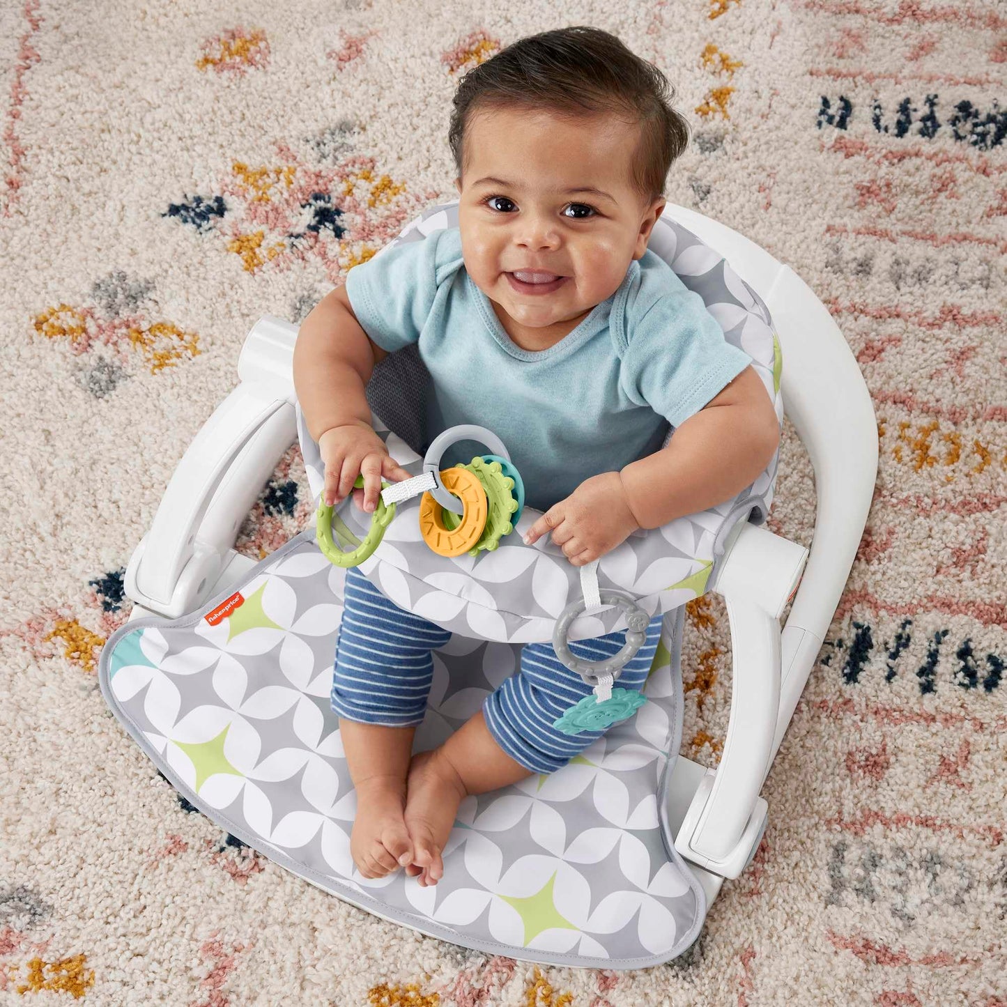 Fisher-Price Portable Baby Chair Sit-Me-Up Floor Seat With Developmental Toys & Machine Washable Seat Pad, Starlight Bursts