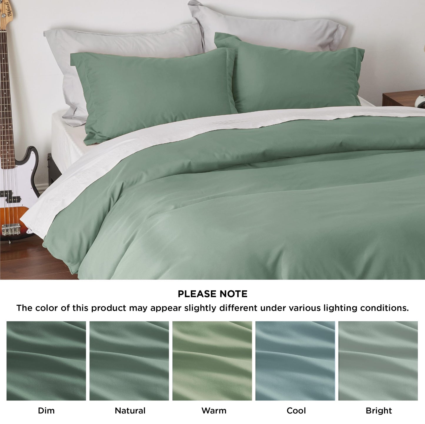Bedsure Duvet Cover Queen Size - Soft Double Brushed Bedding Set for Kids & Adults, Zipper Closure, 3 Pieces, Includes 1 Duvet Cover (90"x90") & 2 Pillow Shams, NO Comforter, Sage Green