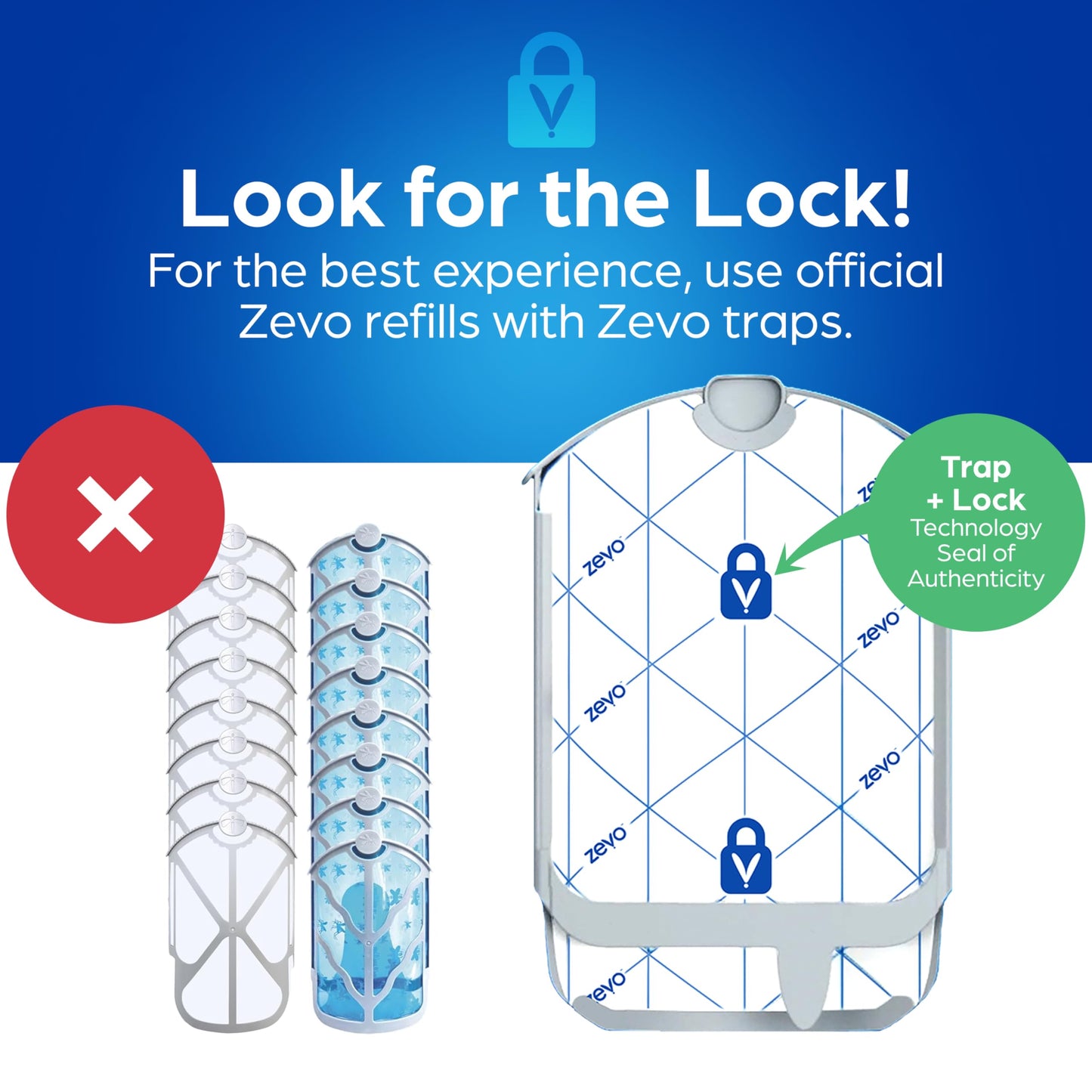 Zevo Flying Insect Trap Refill - for The Zevo MAX & Standard Indoor Fly Trap - Catch Gnats, House & Fruit Flies - Easy to Use - Mess-Free Disposal (8 Refill Cartridges)