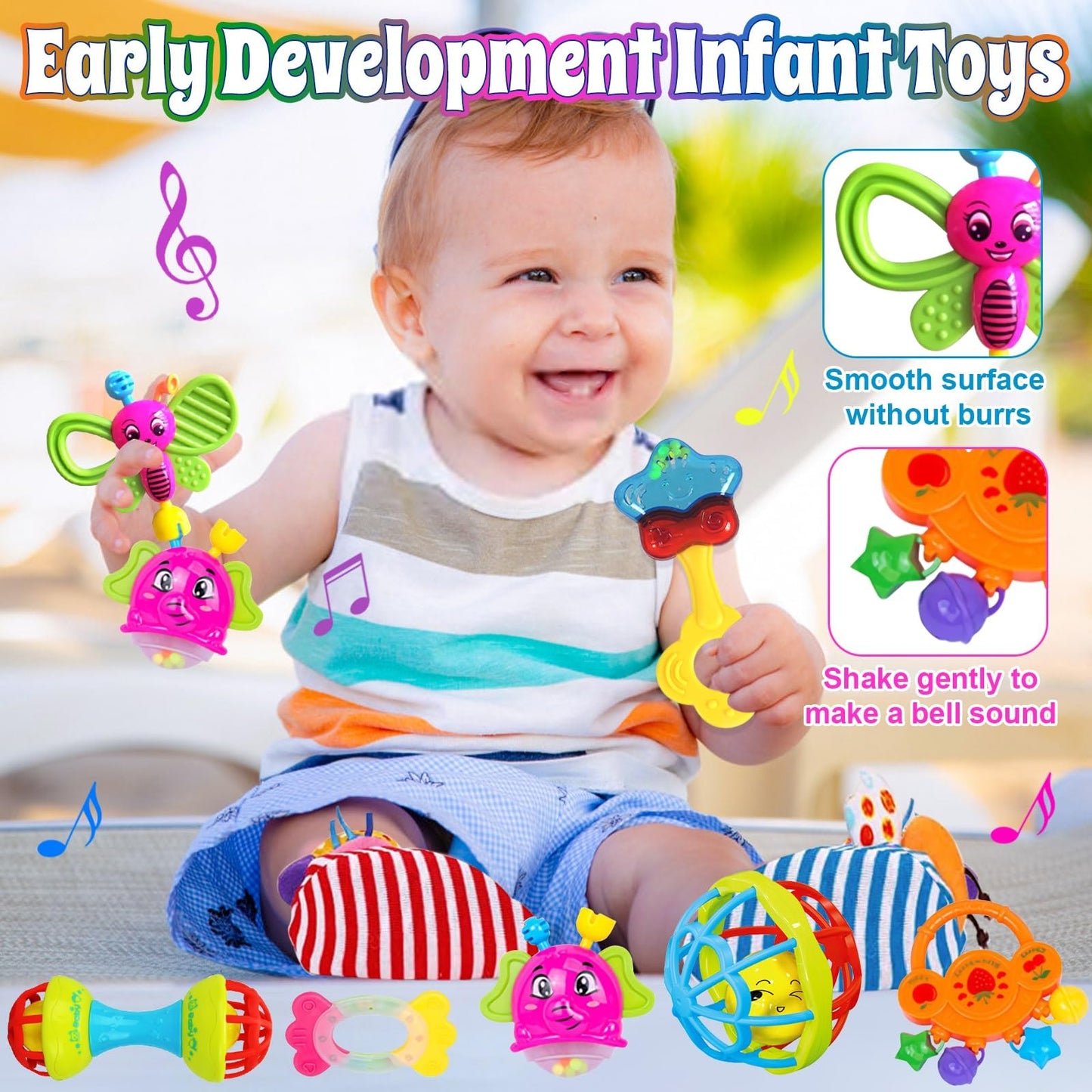 Baby Rattles 0-6 Months: Baby Toys Rattles for Babies 6-12 Months Infant Toys 0-3 Months Newborn Toys Teething Toys 3-6 Months - Baby Rattle Socks Baby Gifts for Boy Girl