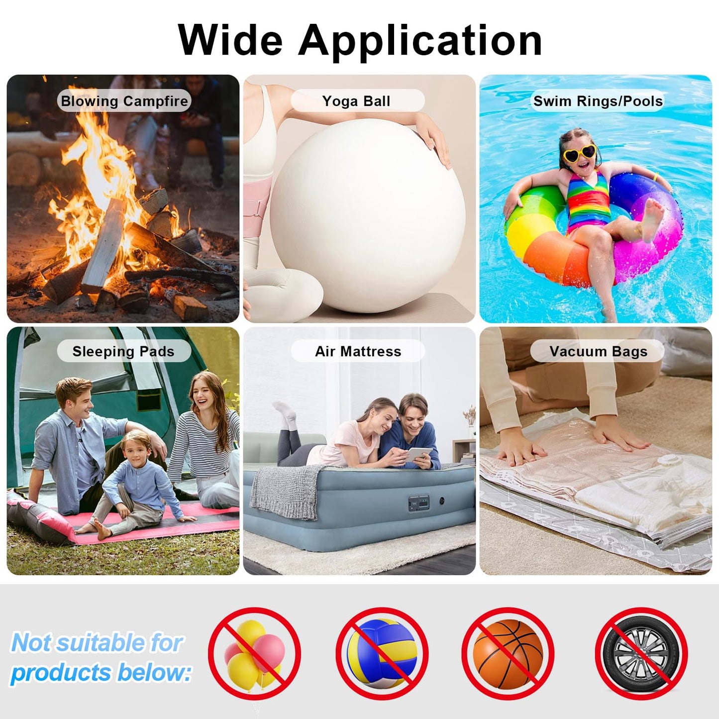 AGPTEK Rechargeable Air Pump, Electric Air Pump 4000mAh Battery Quick-Fill Inflator & Deflator with 3 Nozzles, Lightweight & Portable Perfect for Air Beds, Air Mattresses, Pool Toys & Inflatable