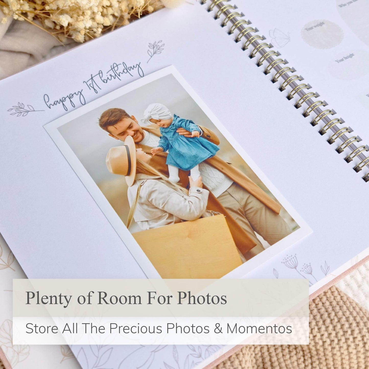 Baby Book Keepsake Boy or Girl Timeless Baby Memory Book First 5 Years for Baby Shower Gender Neutral Baby Scrapbook New Mom Gift Baby Journal from Birth to Age 5 Milestone Book Blush Pink