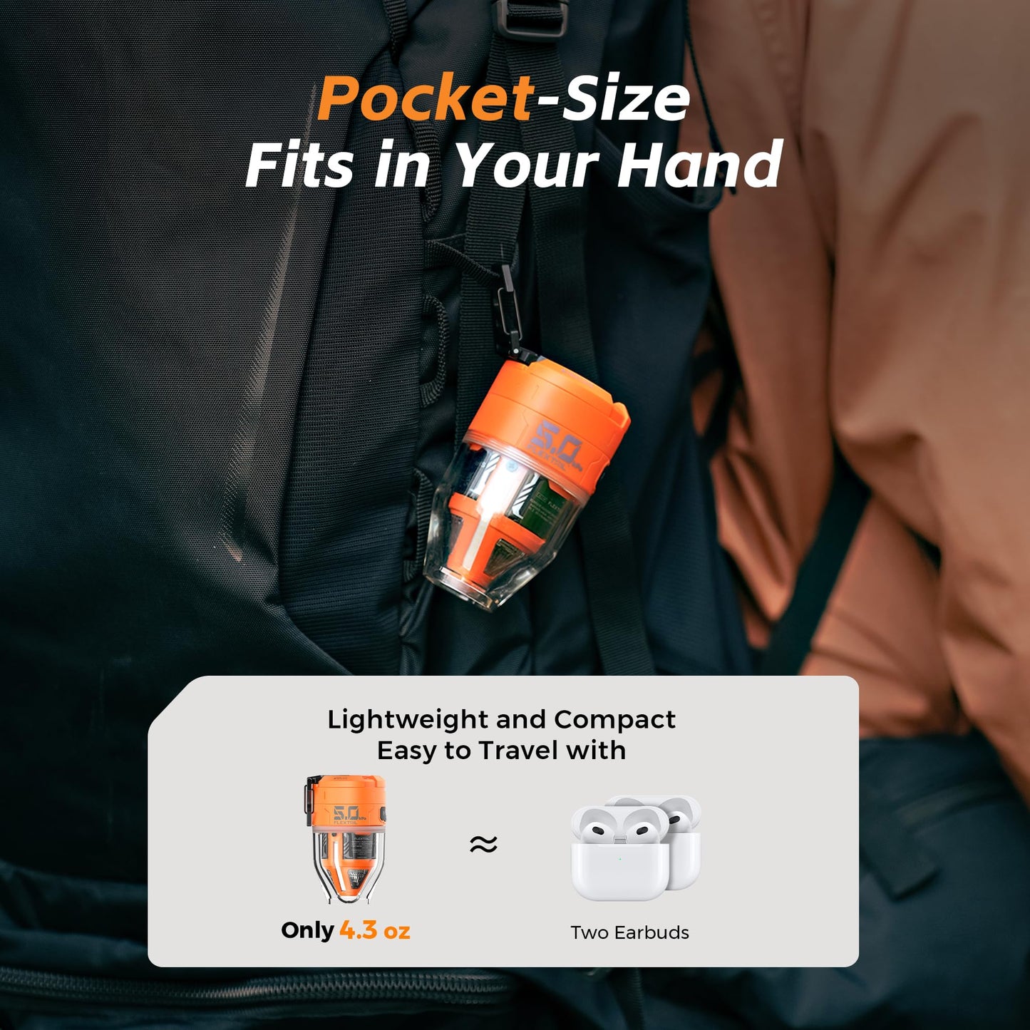 FLEXTAILGEAR Air Pump for Inflatables Max Pump 3, 5Kpa Portable Air Pump, 500L/min Air Mattress Pump with Camping Light,Portable Inflator for Inflatable Pillows Swim Rings Air Mattresses Air Bed Boats