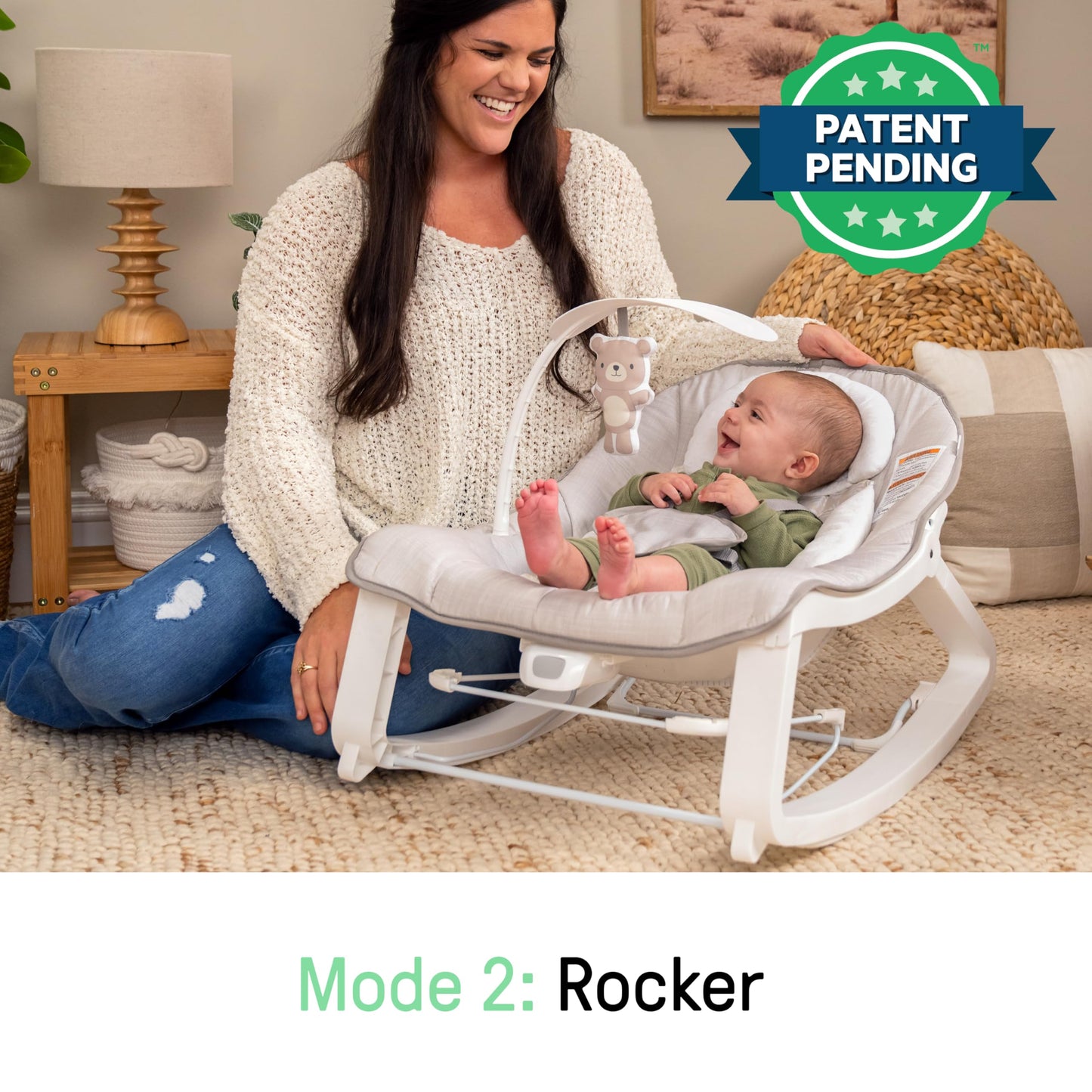 Ingenuity Keep Cozy 3-in-1 Grow with Me Vibrating Baby Bouncer Seat & Infant to Toddler Rocker, Vibrations & Toy Bar, 0-30 Months Up to 40 lbs (Linden)