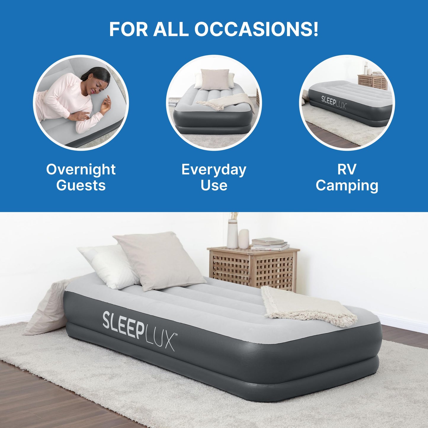 SLEEPLUX Durable Inflatable Air Mattress with Built-in Pump, Pillow and USB Charger