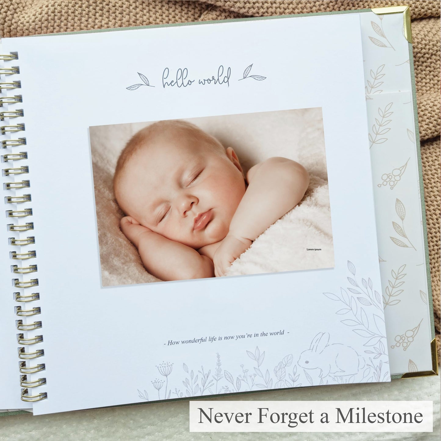 Baby Book Keepsake Boy or Girl Timeless Baby Memory Book First 5 Years for Baby Shower Gender Neutral Baby Scrapbook New Mom Gift Baby Journal from Birth to Age 5 Milestone Book Sage Green