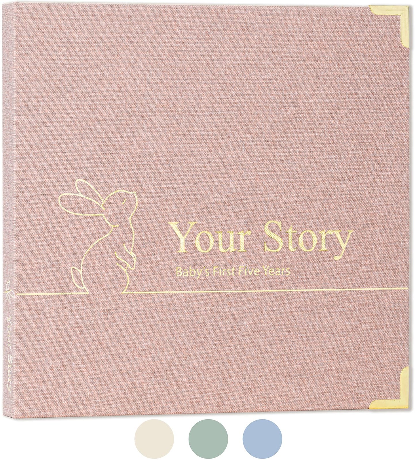 Baby Book Keepsake Boy or Girl Timeless Baby Memory Book First 5 Years for Baby Shower Gender Neutral Baby Scrapbook New Mom Gift Baby Journal from Birth to Age 5 Milestone Book Blush Pink