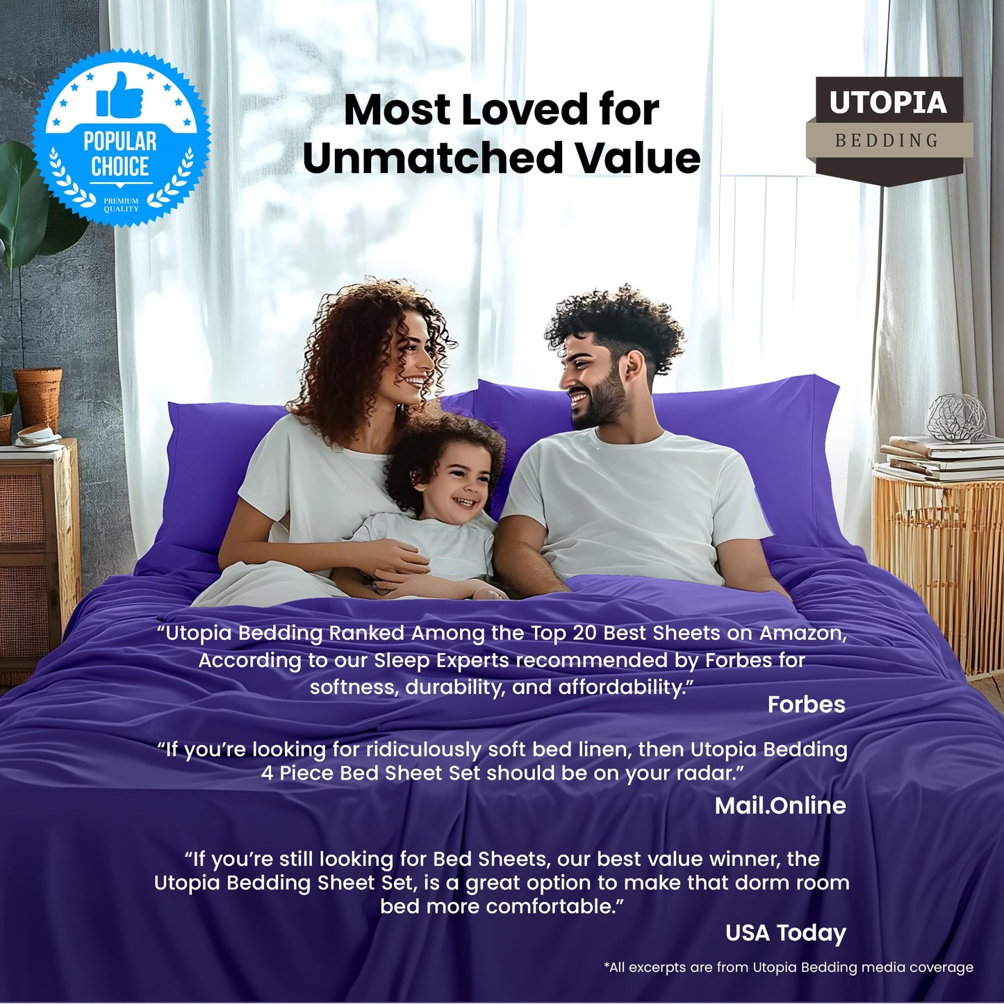 Utopia Bedding Queen Sheet Set – 4 Piece Bed Sheets for Queen Size Bed, Soft and Breathable Microfiber, Includes 1 Fitted Sheet, 1 Flat Sheet and 2 Pillowcases (Egg Plant)