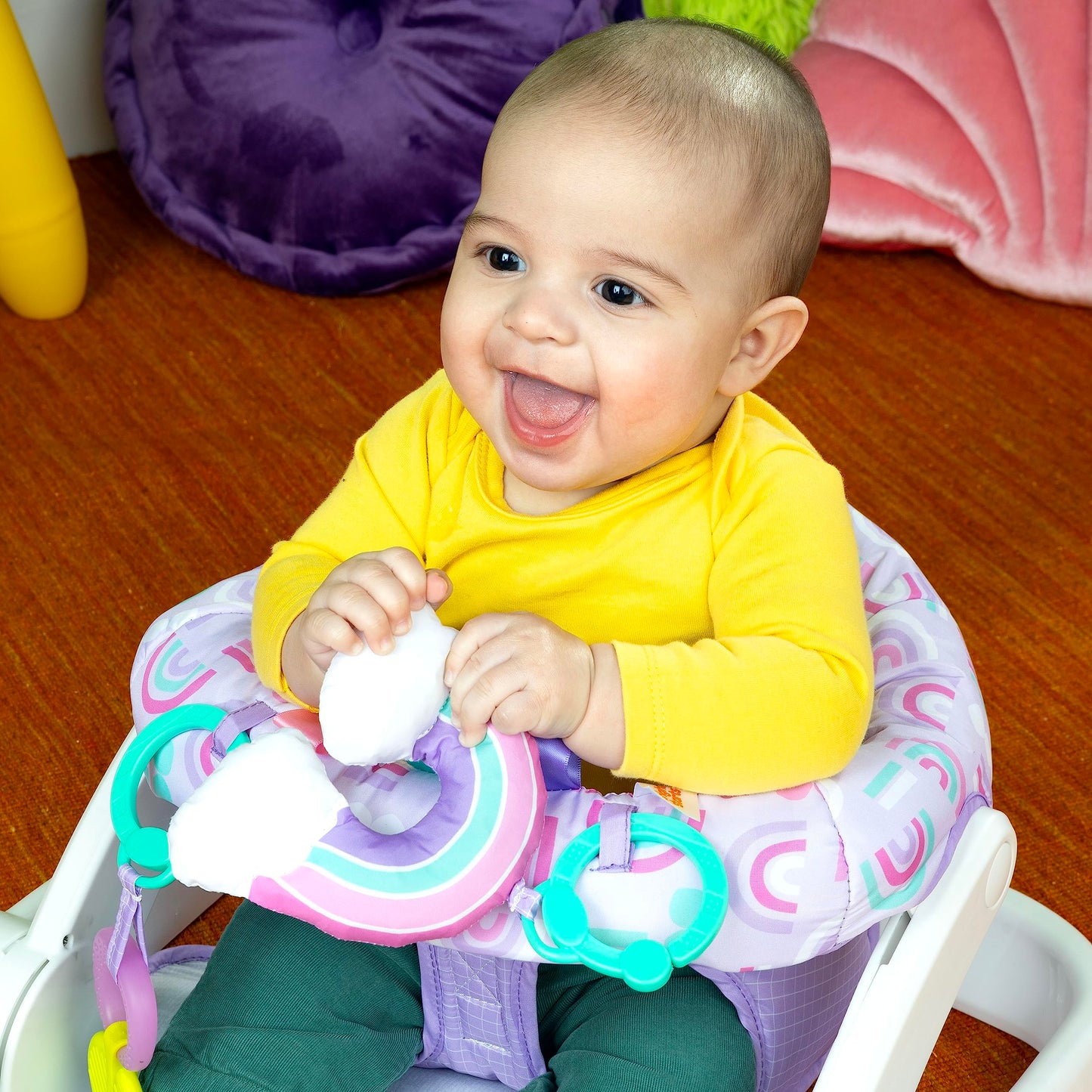 Bright Starts Learn-to-Sit 2-Position Baby Floor Seat with Toys, Unisex, 4-12 Months, Purple Paradise