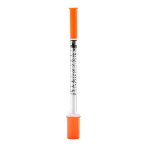 U-100 0.5 ml Syringe with Needle, 31G 5/16" 8mm 1/2cc Syringes, Disposable Individual Package, Pack of 100