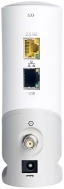 ARRIS (S33) - Cable Modem - Fast DOCSIS 3.1 Multi-Gigabit Cable Modem For Comcast Xfinity, Cox, Spectrum & More 1 & 2.5 Gbps Ports 2.5 Gbps Max Internet Speeds 2 Year Warranty - (No Built-in Wifi)