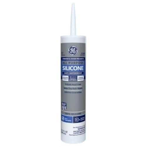 GE All Purpose Silicone Caulk, Clear, 10 fl oz Cartridge, 12 Pack - 100% Waterproof Silicone Sealant, Stronger Adhesion, Freeze & Sun Proof
