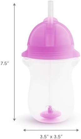 Munchkin Happy Snacker Toddler Cups and Snack Containers - 10oz Any Angle Weighted Straw Cup and 9oz Snack Catchers, Pink/Purple