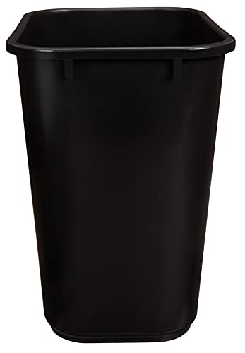 Amazon Basics Trash Can, Rectangular Commercial Office Wastebasket, 7 Gallon (Pack of 2), Black (Previously AmazonCommercial Brand)