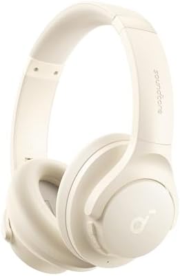 Soundcore by Anker Q20i Hybrid Active Noise Cancelling Headphones, Wireless Over-Ear Bluetooth, 40H Long ANC Playtime, Hi-Res Audio, Big Bass, Customize via an App, Transparency Mode (White)